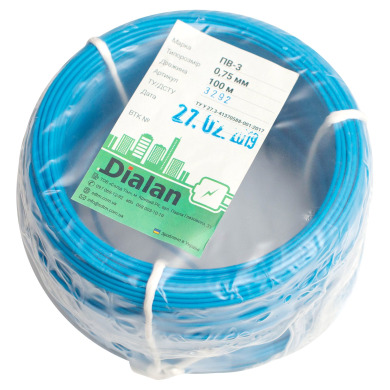 Провід Dialan ПВ-3 0,75 синій CU (100м)
