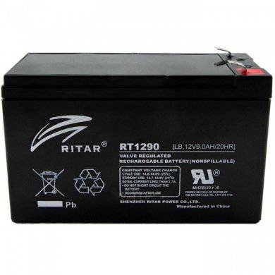 Аккумуляторная батарея AGM RITAR RT1290 Black Case, 12V 9.0Ah