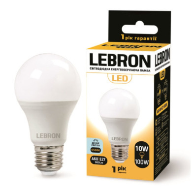 LED ЛАМПА LEBRON L-A60, 10W, Е27, 6500K, 900LM