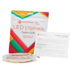 LED стрічка 9Вт 24 В COB 252 діодів 100Лм/Вт нейтральний білий 4500K (серія COB), гарантія 3 роки