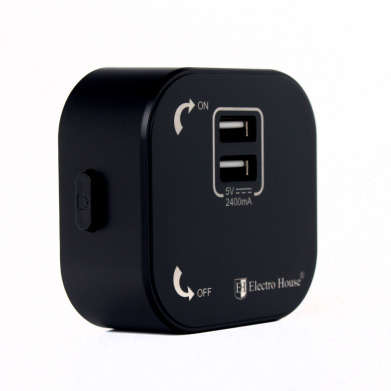 Розетка трековая двойная USB Pandora Black (Черный) 2,4 А