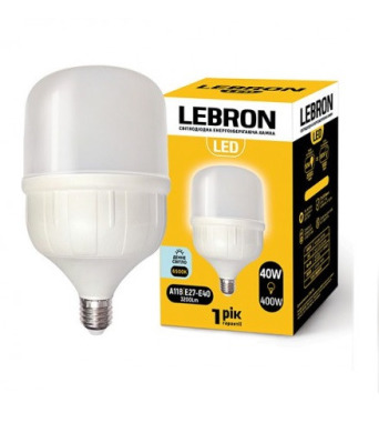 LED ЛАМПА LEBRON L-А118, 40W, Е27-Е40, 6500K, 3200LM.