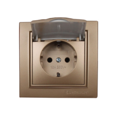 Розетка з кришкою IP44 з/з 16 А Enzo Розкішно-золотий