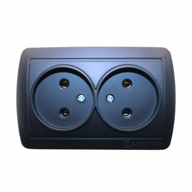 Розетка двойная без заземления 16 А Acura Графит