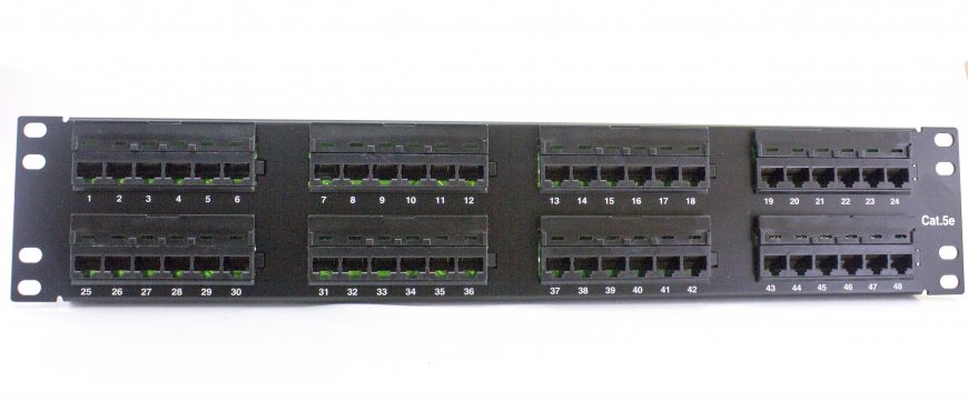 Патч-панель 48 порта UTP DUAL кат 5Е 19" 2U не экранированная черная Q20