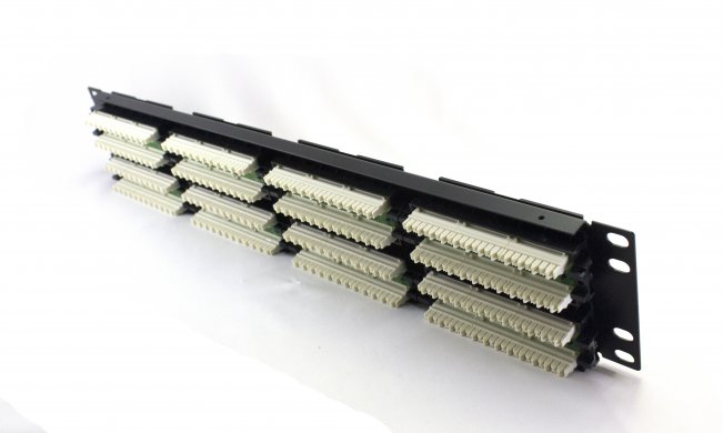 Патч-панель 48 порта UTP DUAL кат 5Е 19" 2U не экранированная черная Q20
