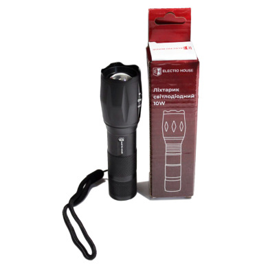 Ліхтарик світлодіодний ручний IP65 Чорний 10Вт EH