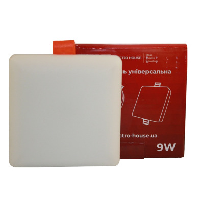 LED панель универсальная квадратная 100 мм 9Вт, холодный белый 6500К, 800 Лм