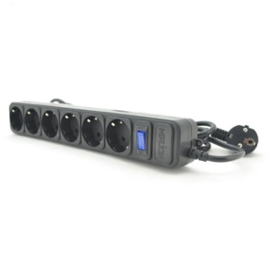 Фільтр-подовжувач мережевий LogicPower LP-X6, 6 розеток, чорний, 4,5 м