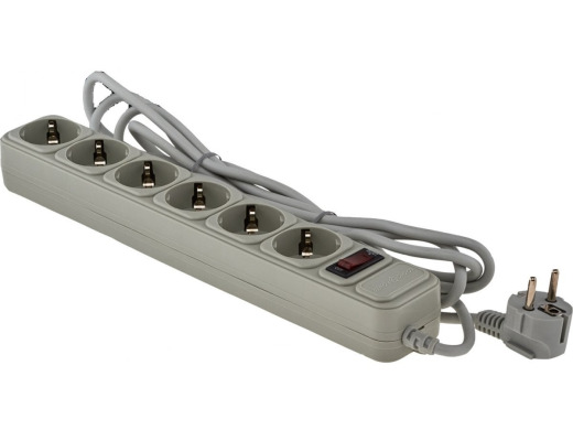 Фільтр-подовжувач мережевий LogicPower LP-X6, 6 розеток, сірий, 3,0 м