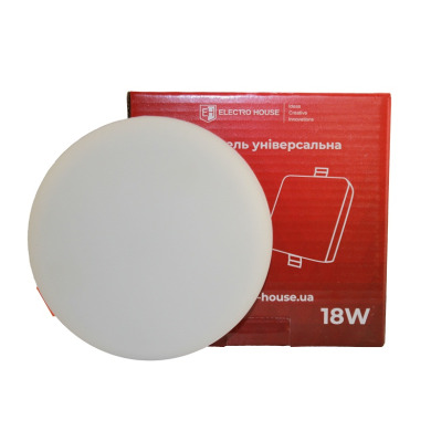 LED панель универсальная круглая Ø120 мм 18Вт, холодный белый 6500К, 1500 Лм