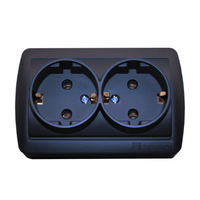 Розетка двойная с заземлением 16 А Acura Графит