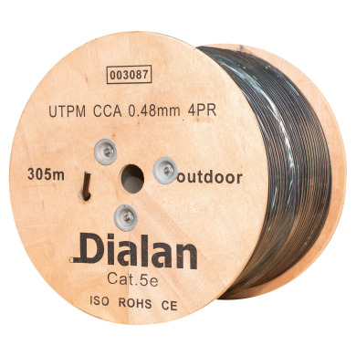 Вита пара Dialan UTP + M Cat.5Е 4PR CCA 0.48 мм PE Outdoor 305 м дріт 1.2мм